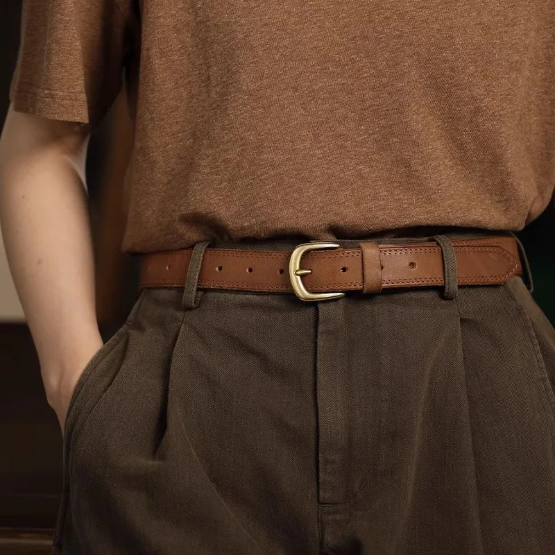 handmade-vintage-women's-belt-brown-wide-copper-buckle-top-layer-cowhide-fashion-simple-trendy-waist-belt