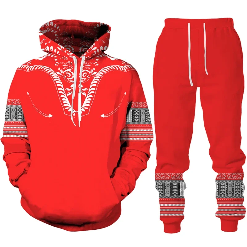 3D Print Tracksuit Set African Ethnic Style Casual Hoodie Pants 2pcs Sets Men Women Folk-Custom Pullover Streetwear High-quality