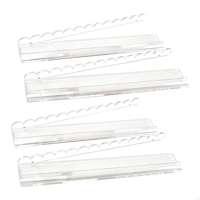 Mahjong Tile Rack Clear Acrylic, Set of 4 Long Holders with Raised Support for Social Mahjong Play, Friend Gatherings A2UB