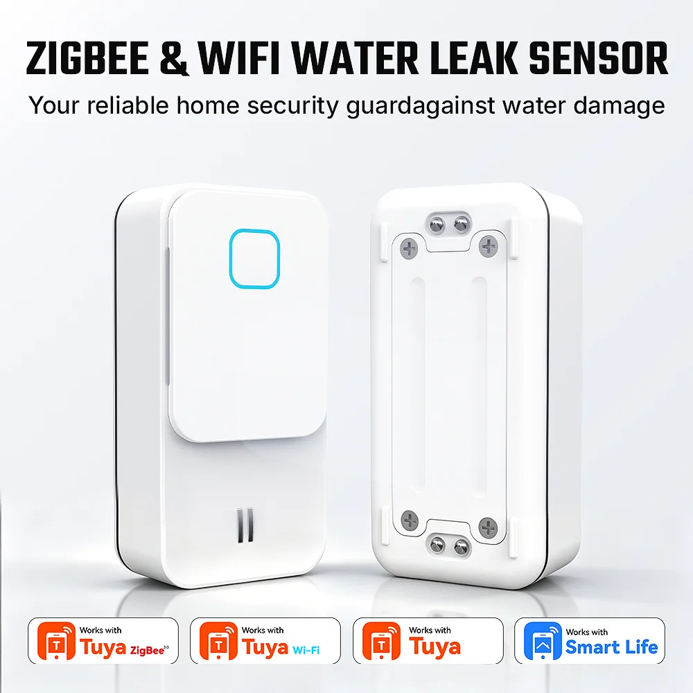 Zigbee/WiFi Water Leak Sensor Works with Tuya Smart Life App Alarm Drip Detector Home Security Precise Leakage Detection Sensor