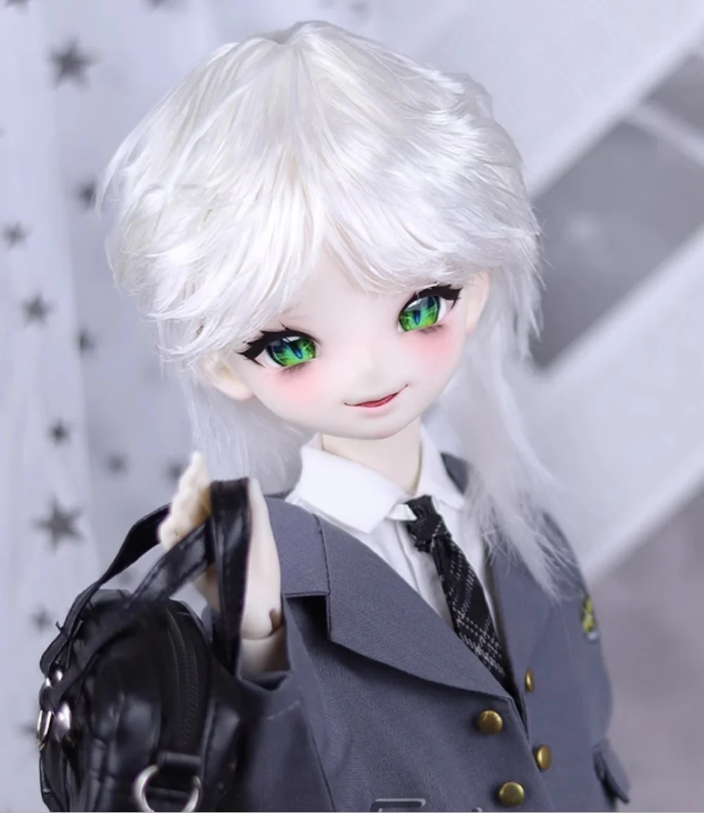 bjd doll wig fits small 1/3 1/3size milk silk Wolf tail hair 3-color into doll accessories