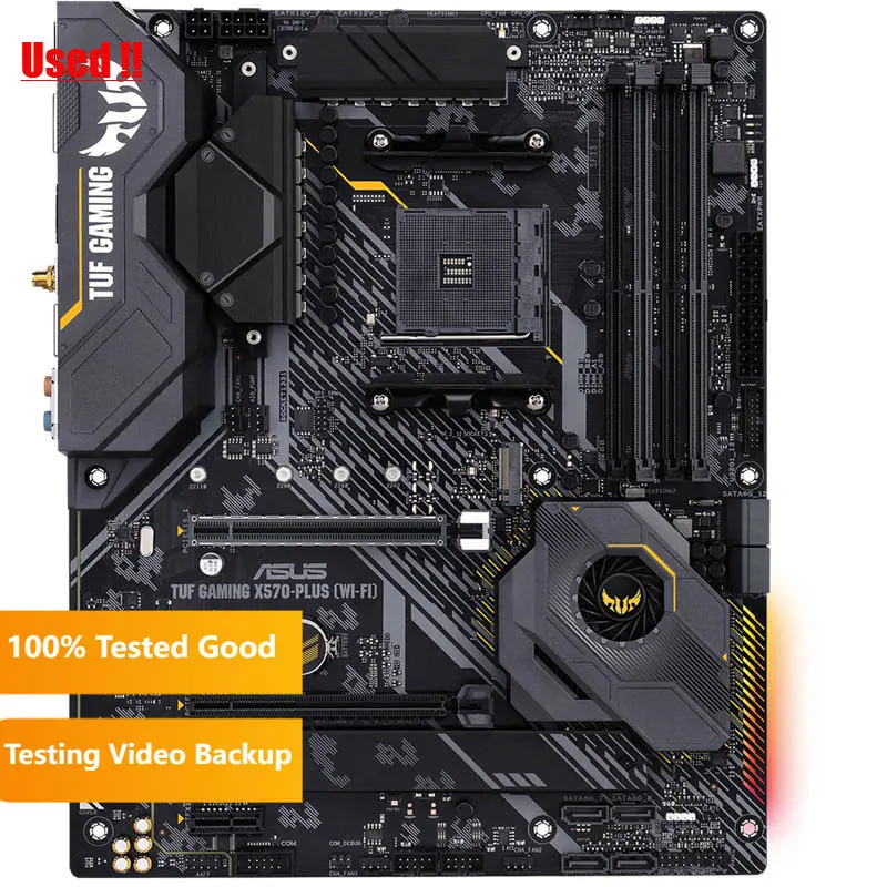 Usado asus am4 tuf gaming X570-Plus (wi-fi) am4 para zen 3 ryzen 5000 & 3rd gen ryzen atx placa-mãe com pcie 4.0, duplo m.2