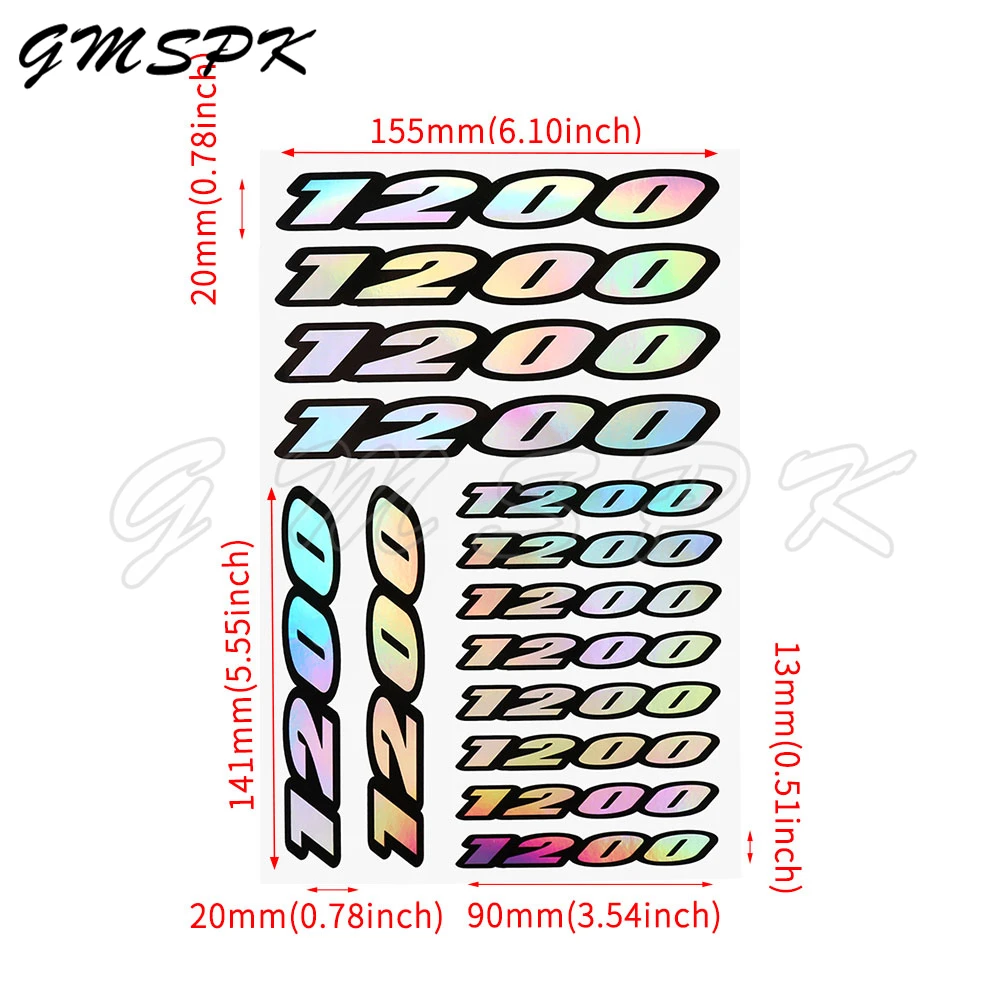 Fit for R1200GS R1200RT Ducati MONSTER Suzuki GSF Bandit Kawasaki Honda Number 1200 Fairing Rear Cowl Decals Tank Side Stickers