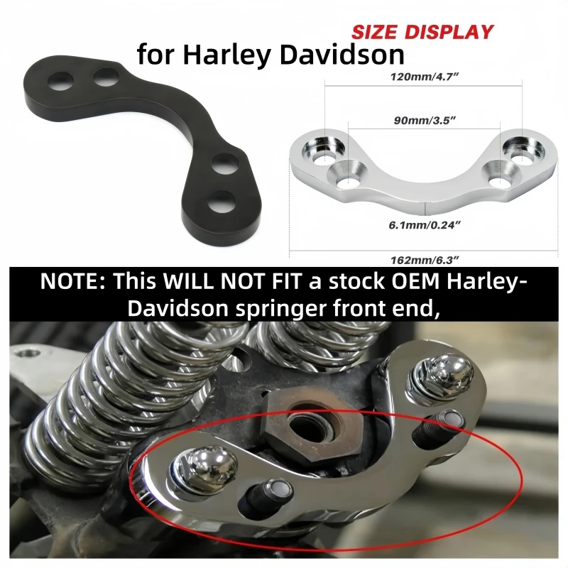 Motorcycle Springer Front End Riser Handlebar Tree Adapter Converter 3.5 Inches Wide Riser for Harley Davidson Bobber Chopper