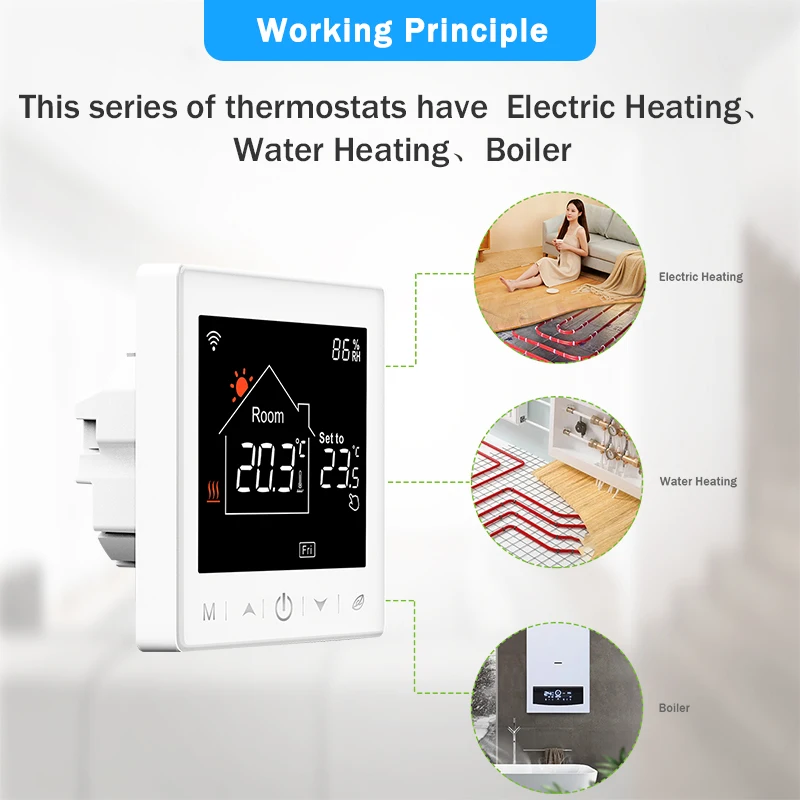 Alexa tuya casa inteligente wifi termostato sala programável piso quente elétrico aquecimento de água/caldeira gás controlador temperatura