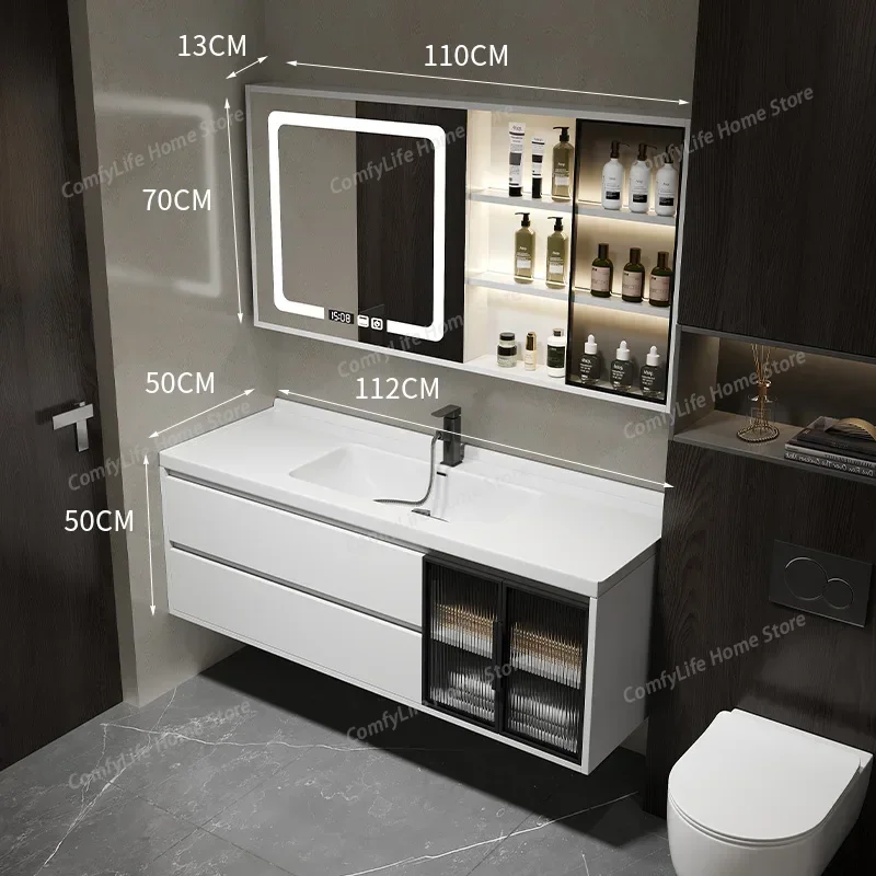 

Modern Simple Bathroom Cabinets Home Furniture Ceramic Sink Solid Wood Salon Drawer Bathroom Cabinets Storage Mobiletto Bagno