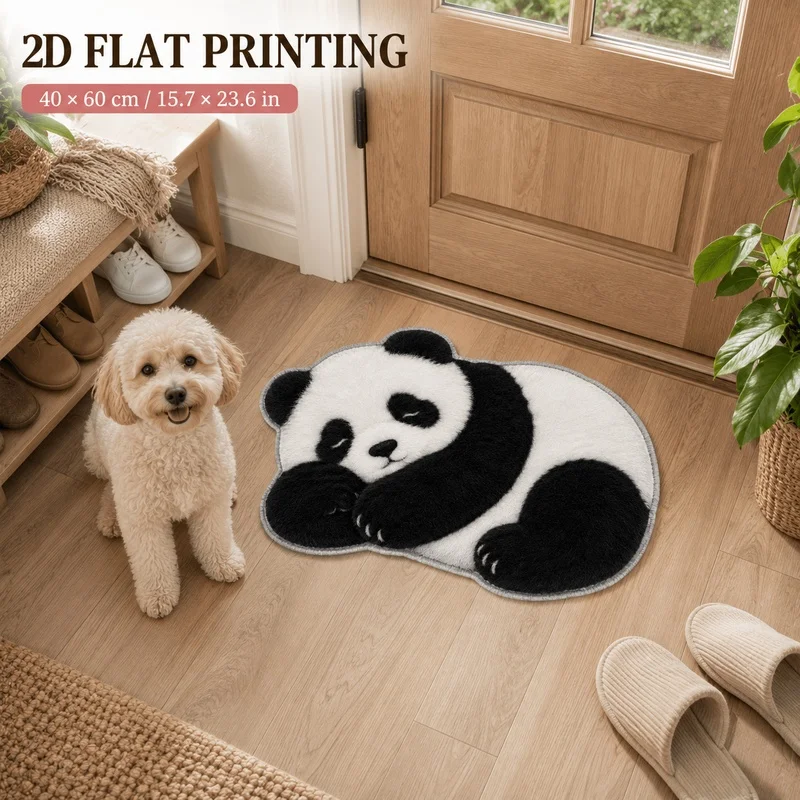 VIKAMA Panda Shaped Bathroom Floor Mat, Soft Washable Blanket, Suitable for Living Room, Bedroom and Home Furnishings