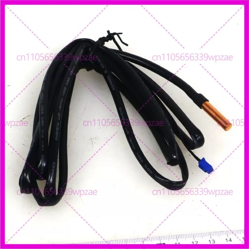 Sensor de Temperatura NTC de Cobre GW4100-L1950(0109) 10K, Cable Negro de 1950mm, Sonda con Conector Azul de 2 Pines para Bomba de Calor de Aire Midea