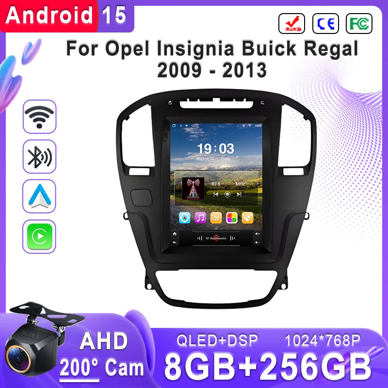 Android 15 9.7 Inch For Opel Insignia Buick Regal 2009 - 2013 Car Radio Carplay Stereo No 2 Din DVD Player Navigation Head Unit