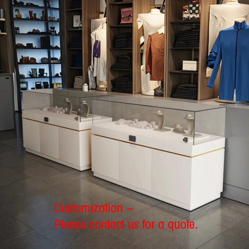 custom.Rotating Lighting Frameless Wall Lights Glass Shelve Display Cabinet Wig Hair Folding with Drawer Product Type Show