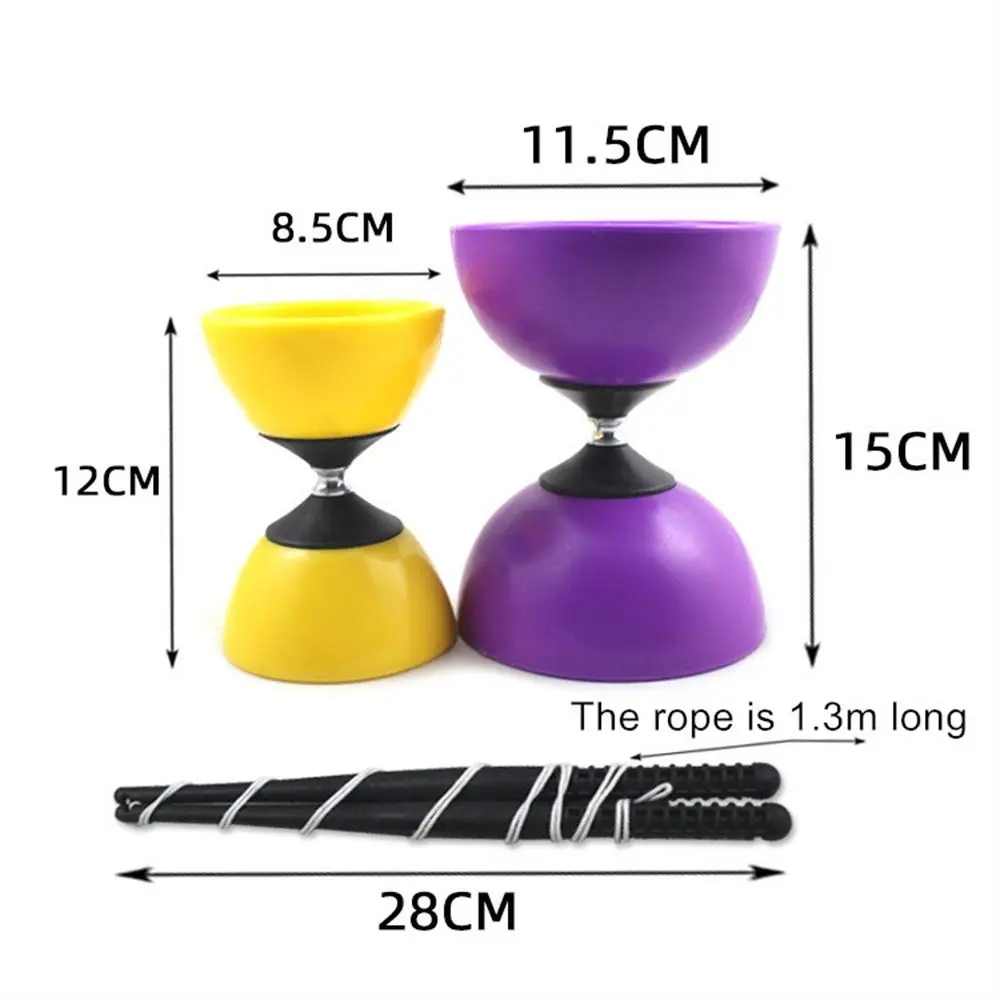 Cuenco de cuero Diabolo Yoyo con palos, cuerda de Material suave, juguete de malabarismo de Triple rodamiento, juguete chino Yoyo grueso