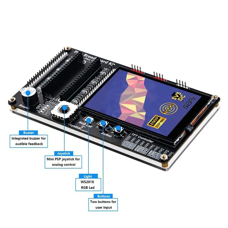 

Новый модуль расширения GPIO ABNR для Raspberry Pi Pico/Pico W с 3,5-дюймовым сенсорным экраном, RGB-подсветкой и зуммером