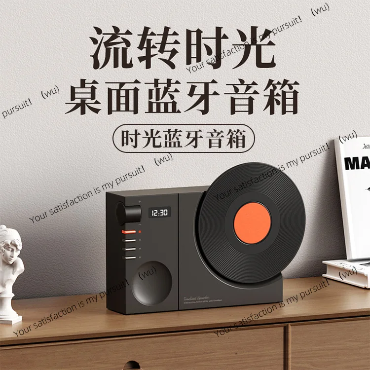 

Время Bluetooth Динамик Настольные Ретро Часы Динамик Сабвуфер Пленка Вращающийся Подарок На День Рождения LK09