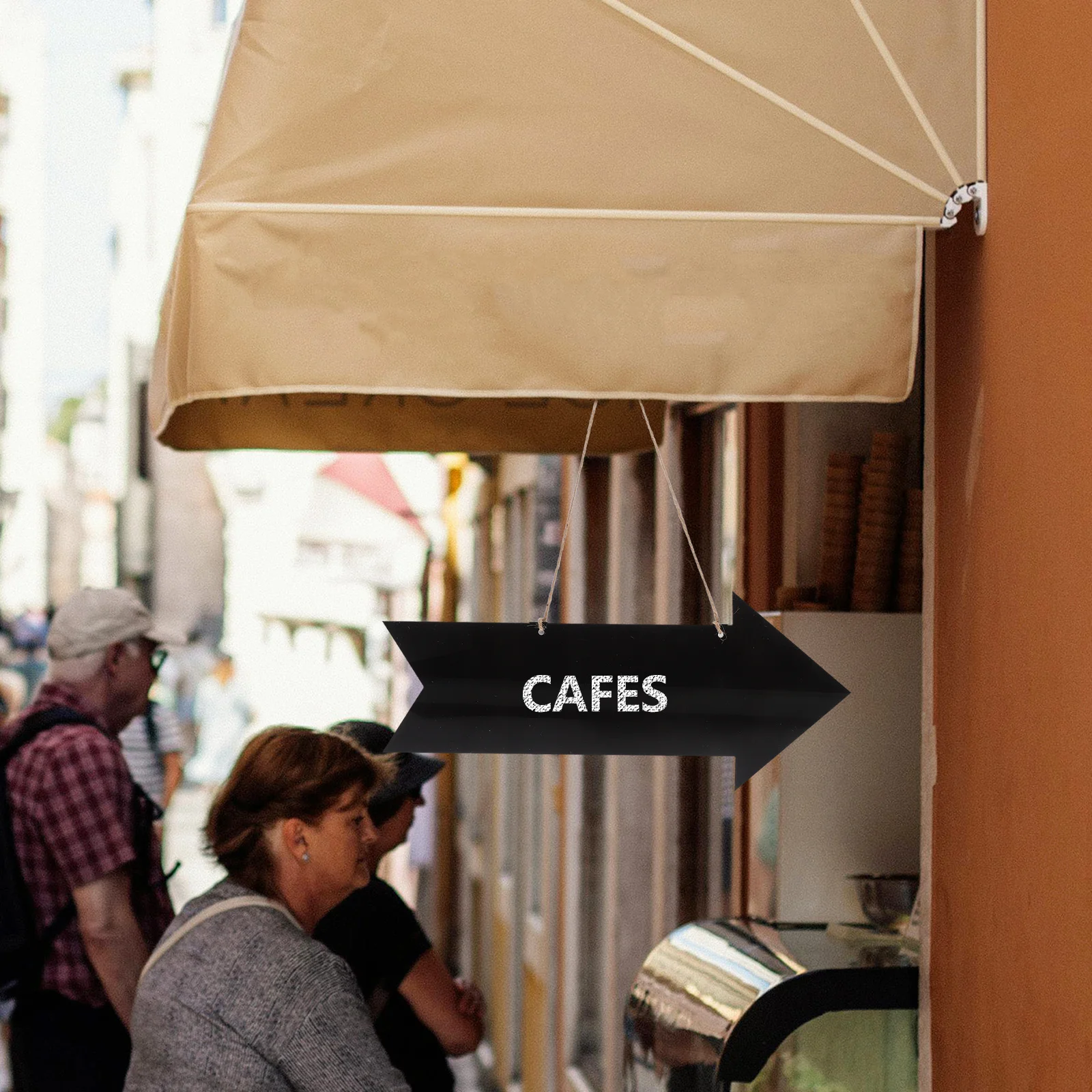 

Black Acrylic Hanging Arrow Chalkboard Sign Double Sided DIY Directional Display for Wedding Party Office Decor Chalk