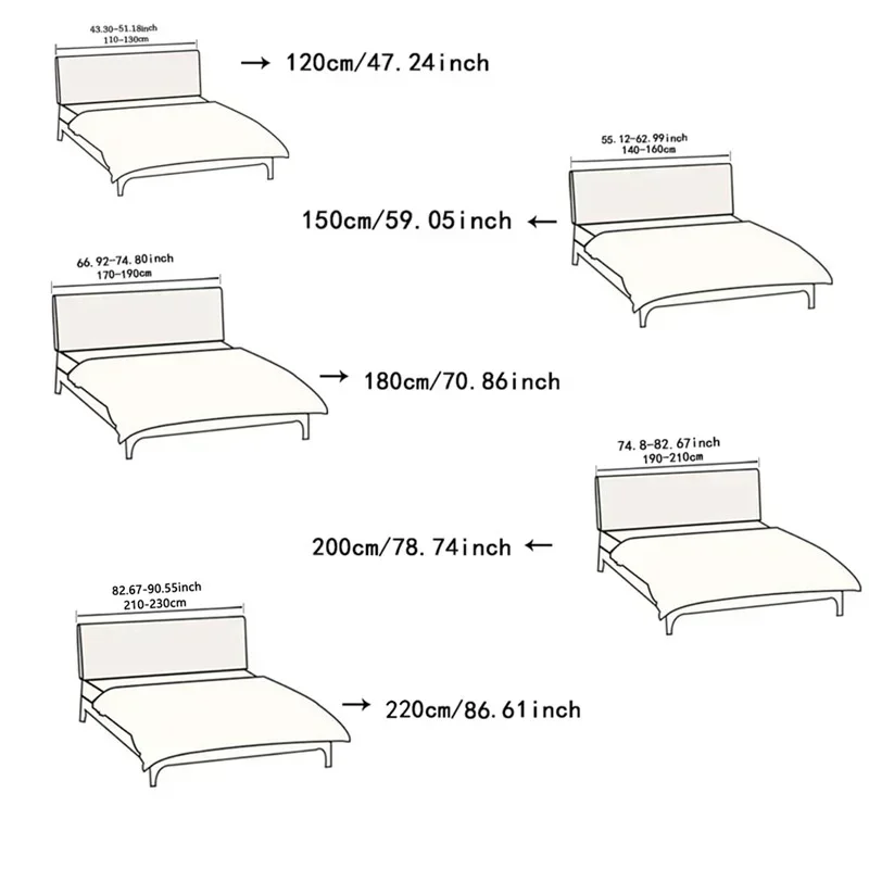 Headboard Cover Elastic Bed Head Slipcover Multi-size All-inclusive Bed Backrest Cover Bedroom Decor