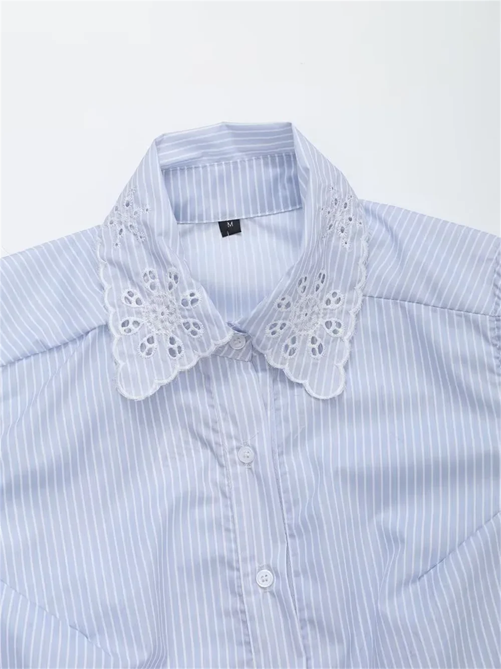 قميص قصير بدون أكمام مخطط بتطريز مجوف بطية صدر من PB & ZA ، ملابس نسائية ، جديد ، خريف ، من من من الخارج