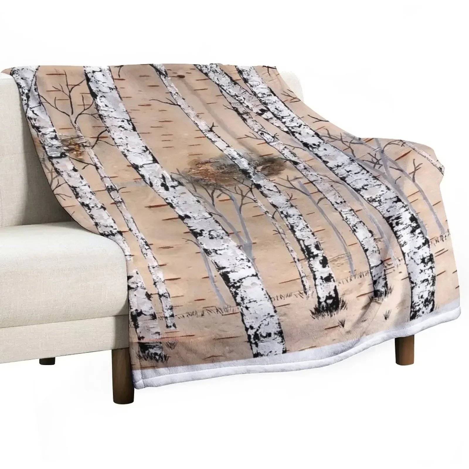 Birch Tree Forest Throw Blanket Tourist Thermals For Travel Blankets