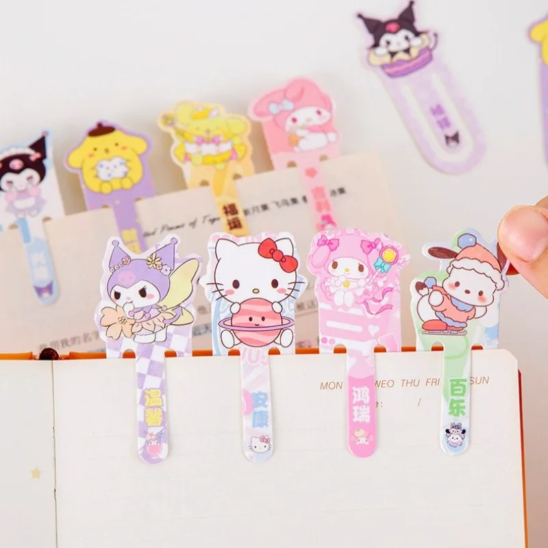Sanrio Cartoon Kuromi Pom Pom Purin Mini marque-page, papeterie, cadeau créatif, marque-page animalier pour livres, fournitures scolaires et de bureau