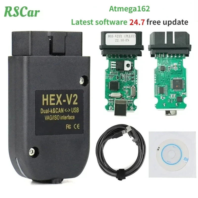 

2024 Новое программное обеспечение V23.11 for Volkswagen / Audi / Skoda / Кресло VaG Com Сканер ATMEGA 162 VaG HEX V2 USB - интерфейс без ограничений VINs Инструменты диагностики автомобилей Бесплатная доставка