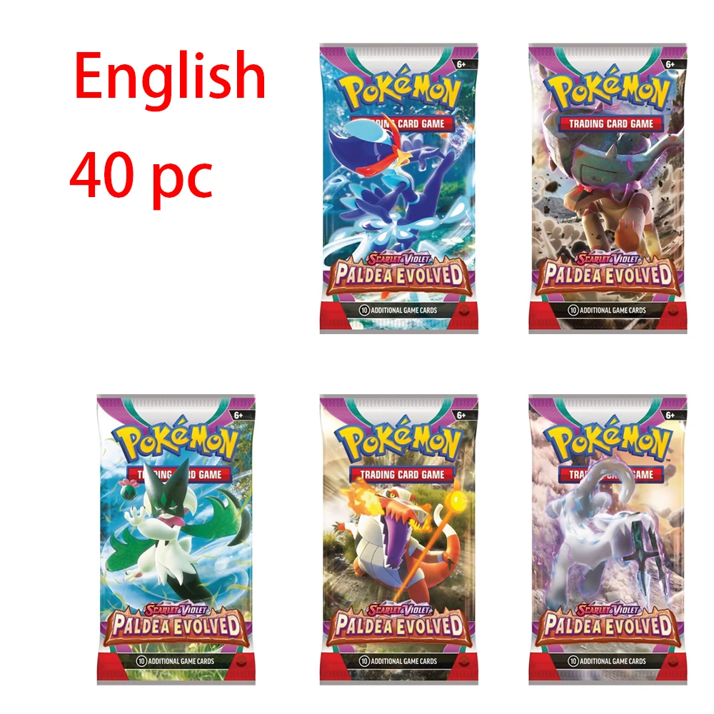 PALDEA EVOVE Pokemon Cards, GX Tag Team, Vmax EX Mega Energy, Pokemon Card Game, Coleção de Negociação Cartões, 40 Pcs