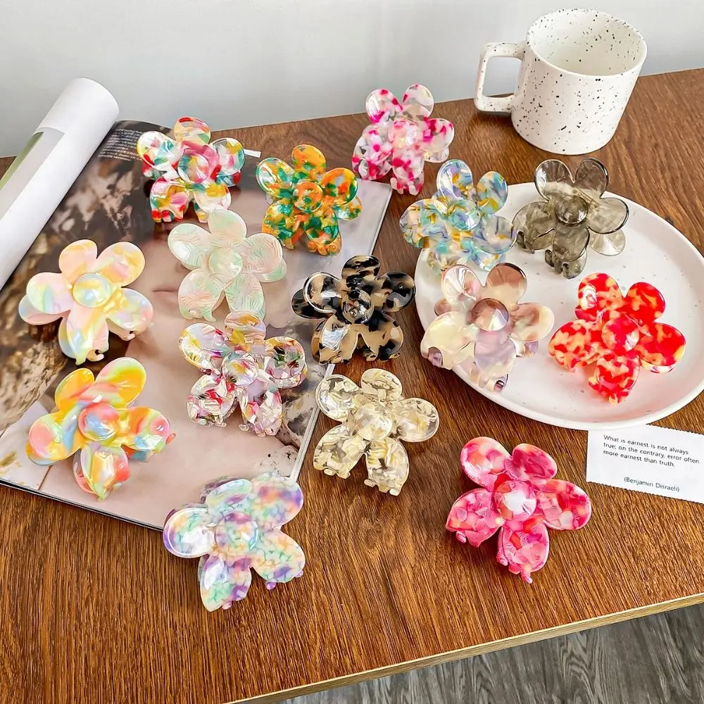 Small Size Acetic Acid Hair Claw Hair Clip Multicolor Flower Hair Crab Clip Hair Accessories Hairpin Geometry Shark Clip Party