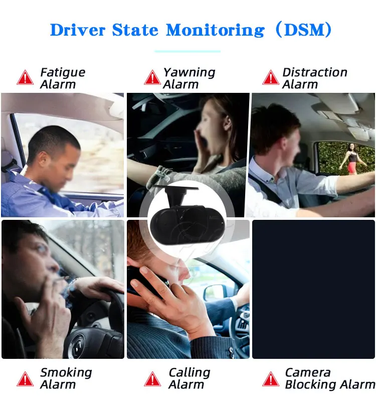 Sleepy Fatigue 12V24V Vehicle Voice Reminder Behaviour Detection 1080P AI DSM plug and play 24H GPS Camera Support video record