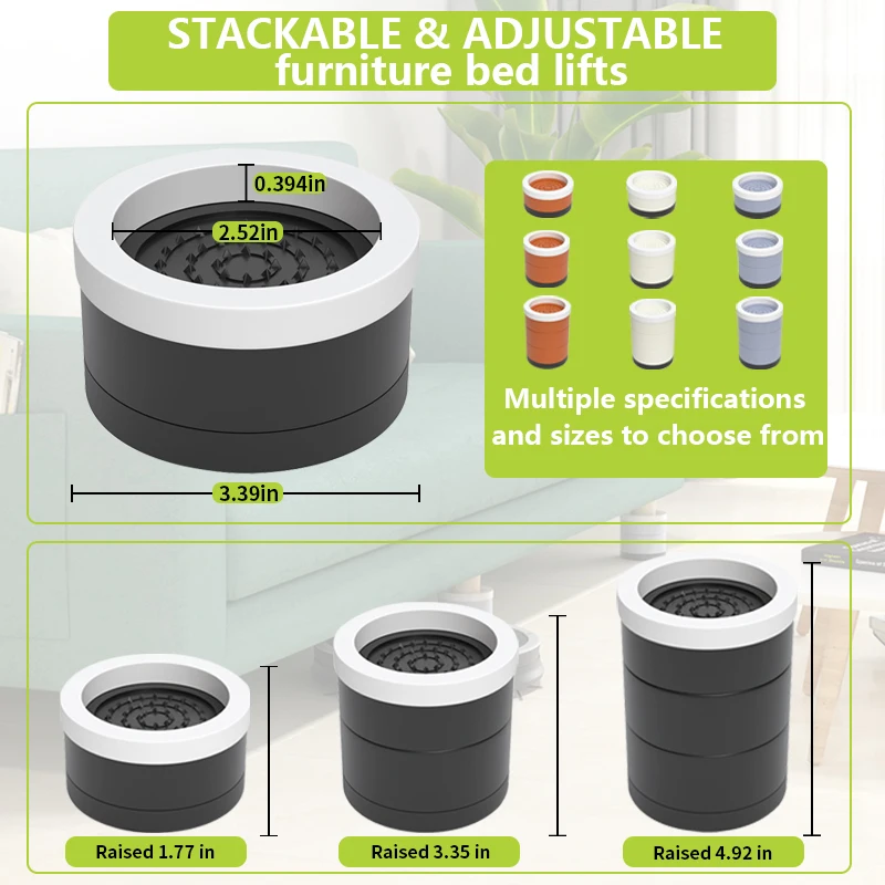 4PCS/PACK Universal Table Furniture Foot Pads Moisture-Proof Shock-Proof Shock-Absorbing Heightening Fixing Leg Riser Base
