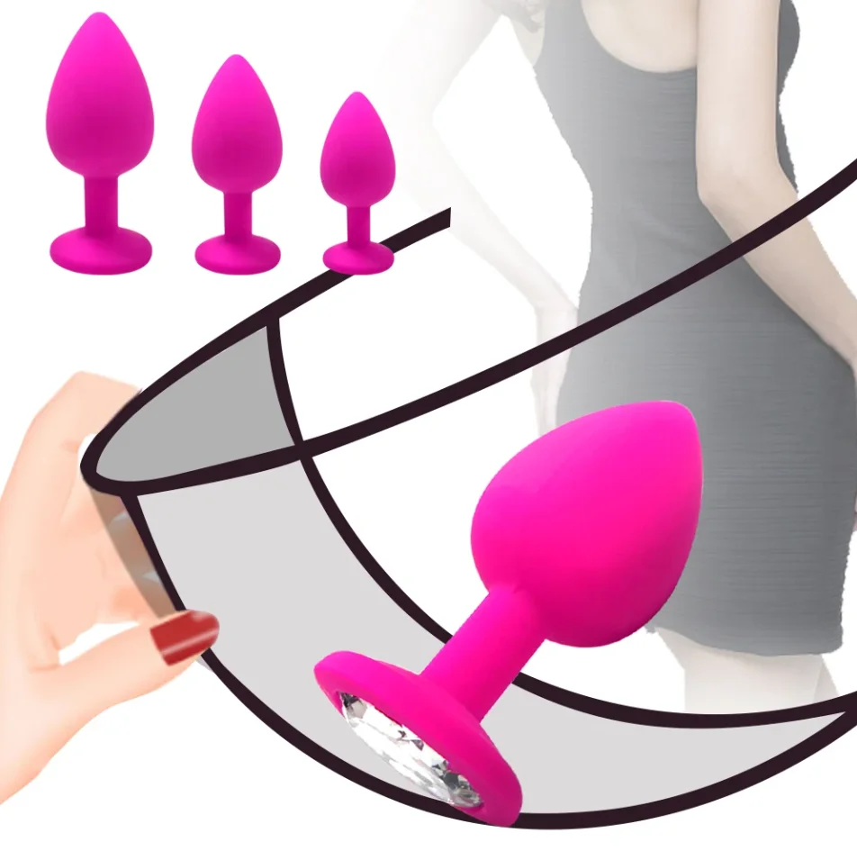 Beginner Anal Plug 3 Different Size Butt Plug With Detachable Acrylic Diamond Female Sex Toy For Men Women Couples Game