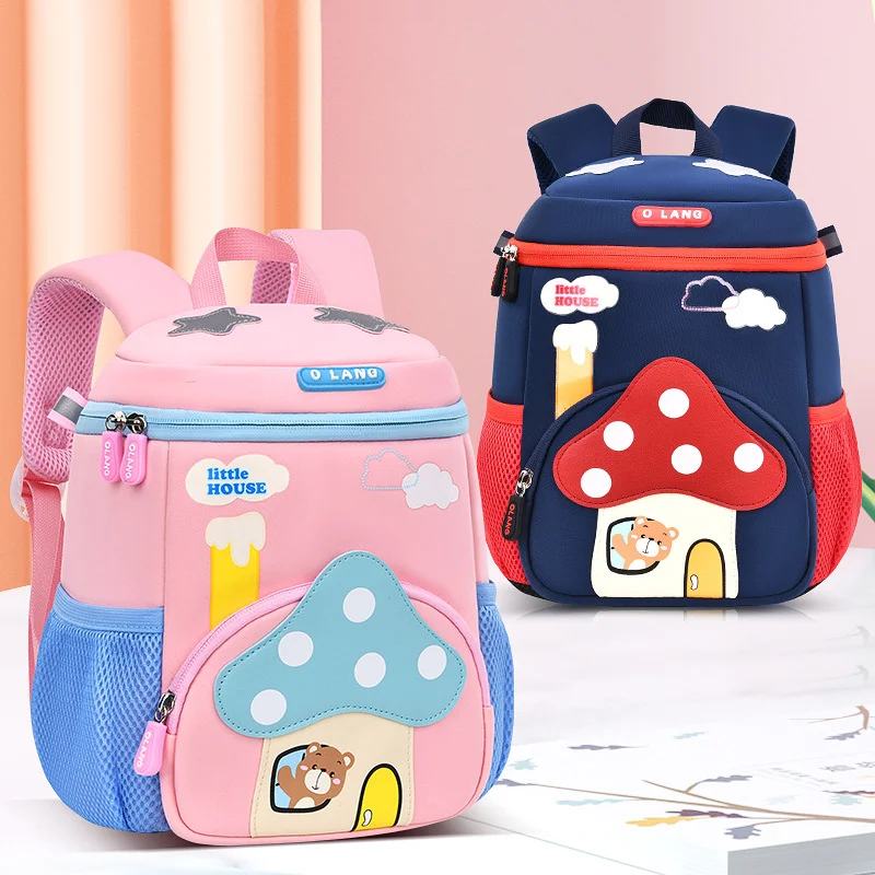 Imagem -06 - Bolsas de Escola de Cogumelo dos Desenhos Animados para Crianças Mochila Super Leve para o Jardim de Infância Kids Pacote de Livros Kawaii Rosa