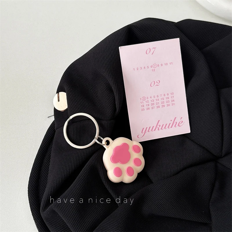 For Apple Airtag Case Cartoon Cute Pink Cat Scratch Soft Silicone Anti-lost Keychain Cover For Airtag Kawaii Protective Sleeve