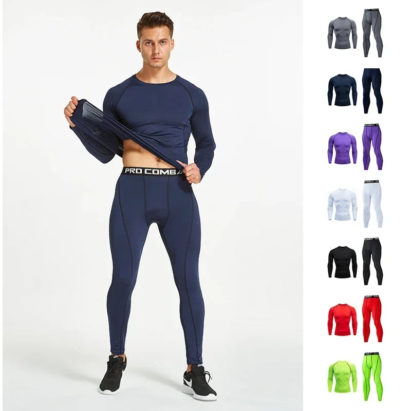 Men Fashion Sport Suit Compression Gym Running Set Man Quick Dry Jogging Tracksuit 2 Piece Beach Set t-Shirts For Man Clothes