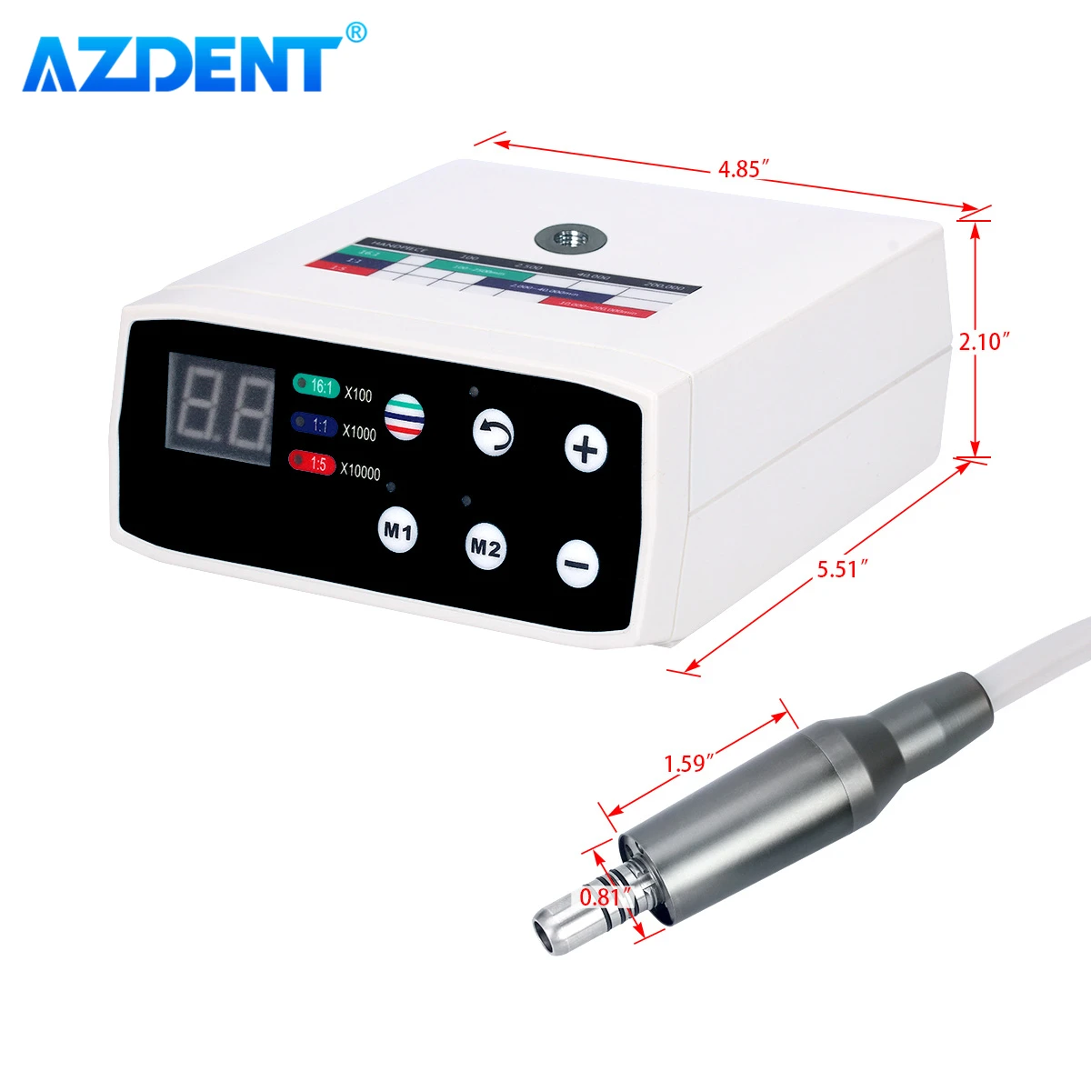 Dental elektryczny mikrosilnik LED Light AZDENT bezszczotkowy 2/4 otwory pasuje 1:1/1:5/16:1 rękojeść narzędzie stomatologiczne dla dentystów