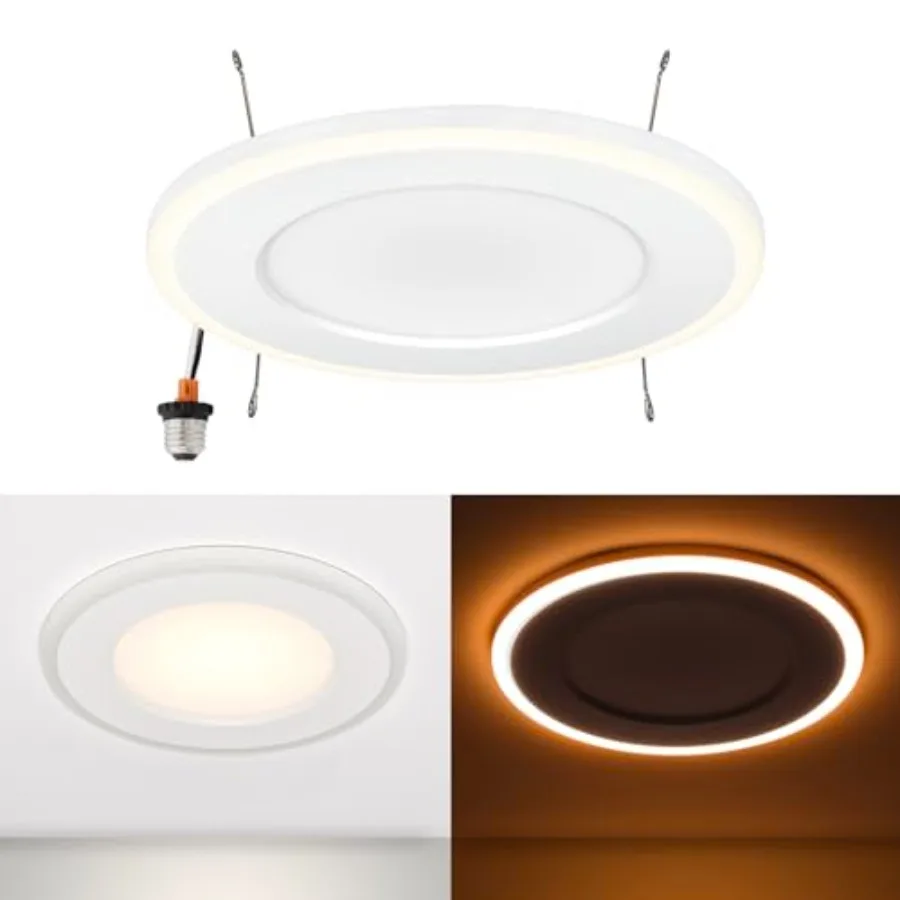 5 in. and 6 in. Retrofit Recessed LED Downlight with Night Light, 1200 Lumens, 11 Watts, 5 CCT 2700K/3000K/3500K/4000K/5000K, 2