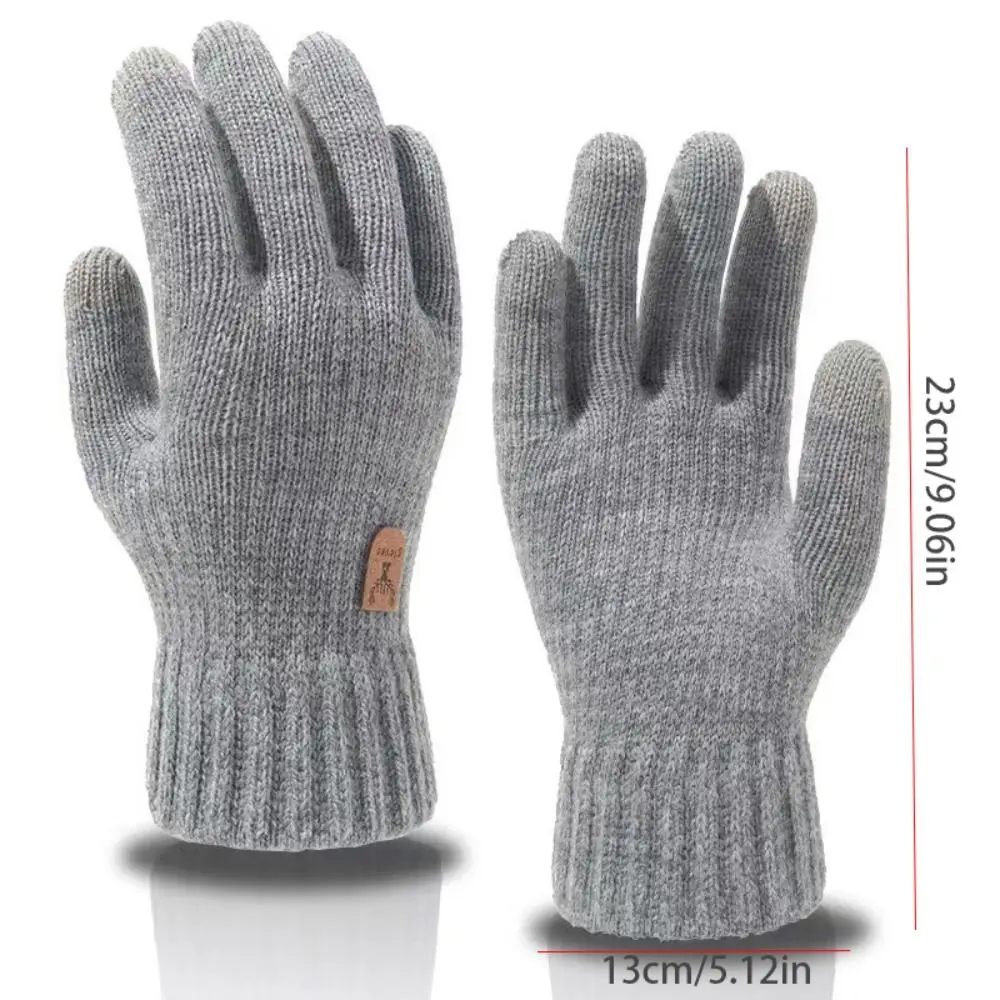Лыжные мягкие вязаные перчатки, ветрозащитные толстые зимние перчатки, однотонные мужские варежки в корейском стиле для велоспорта