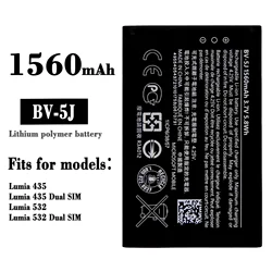 BV-5J Replacement High Quality Battery For Nokia Lumia 435 Dual SIM Lumia 532 Mobile Phone 1560mAh Li-ion Batteries