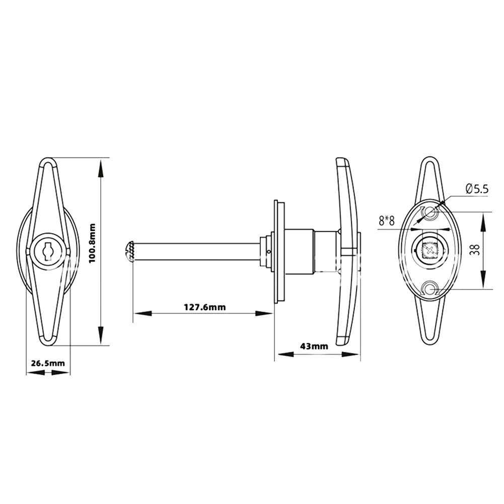 Garage Door Lock T-Handle Lock Garage Applications Easy Installation For Industrial Applications High Universality Fitment