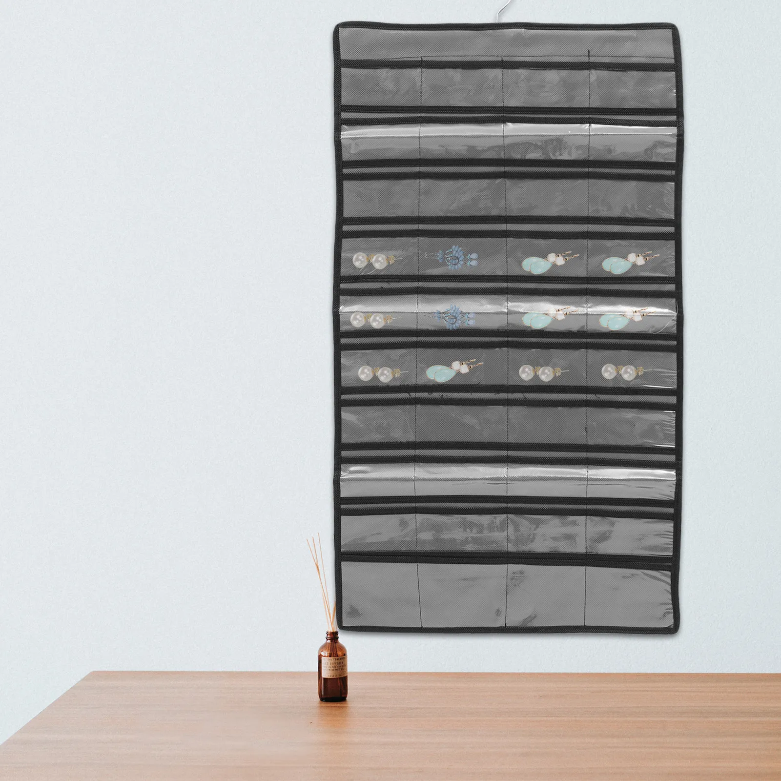 

Сумка-органайзер для украшений, двусторонняя, из нетканого материала с ПВХ-покрытием, настенная, для хранения серег, ожерелий, браслетов, подвесных украшений