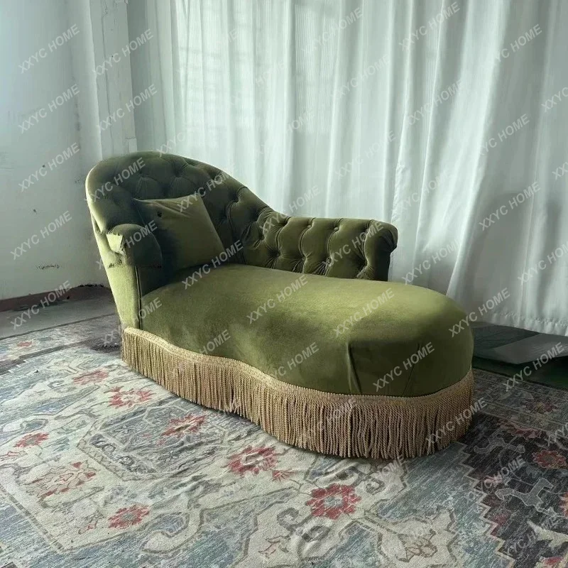 

retro green velvet sofa bedroom living room balcony beauty couch