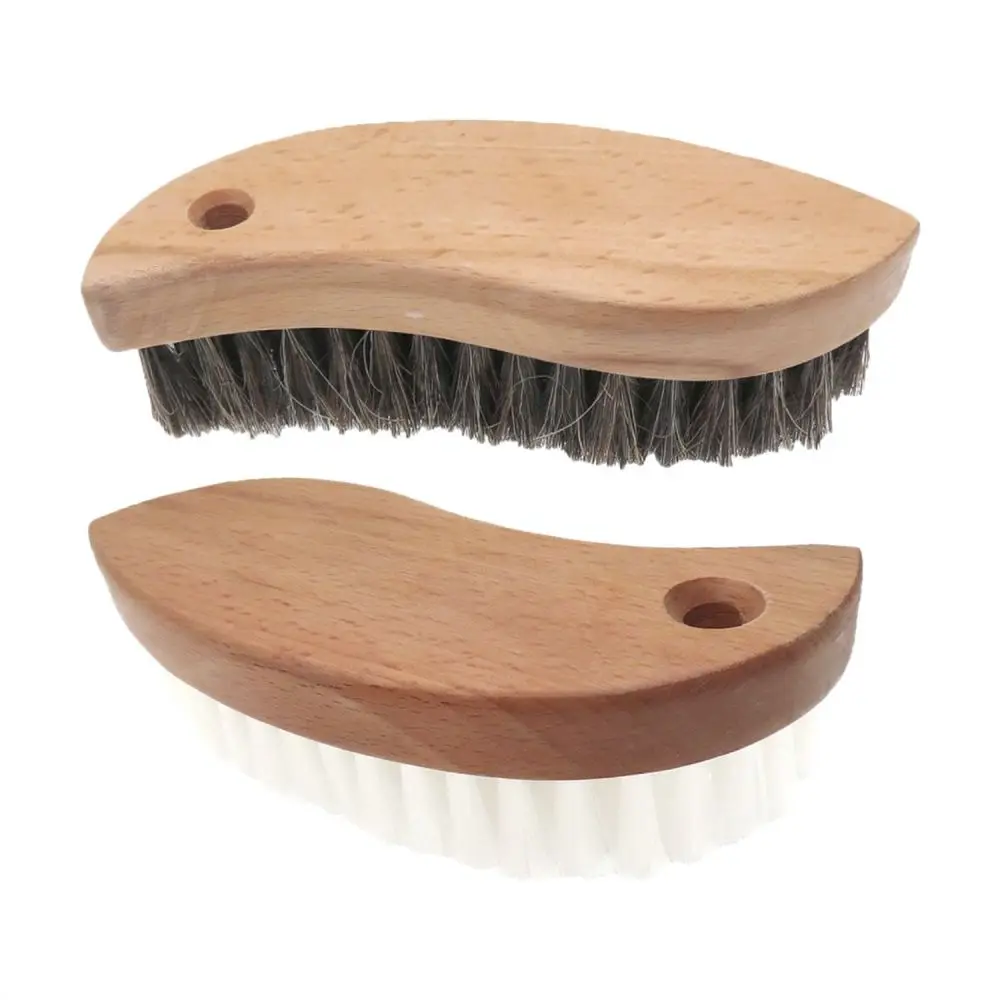 Crescent Car Detailing Brush Natural Wood Handle Mixed Bristle Cleaner For Leather Suede Seats Gap Dust Removal