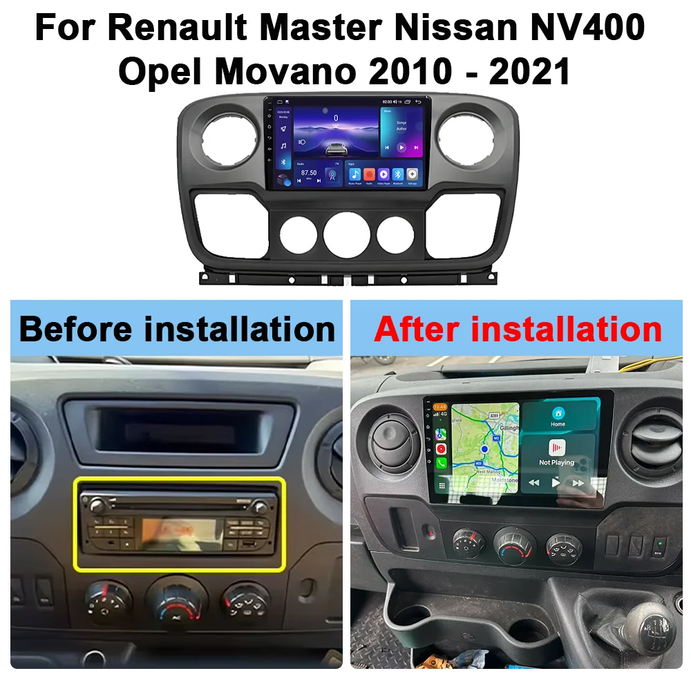 2Din 10inch CarPlay Android Auto Car Radio for Renault Master Nissan NV400 Opel Movano 2010 - 2021 Multimedia Navigation GPS RDS