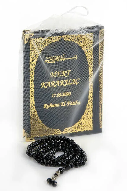 Name Printed Harded Yasin Book Bag You 128 Page Rosary Black Color Mevlit Gift