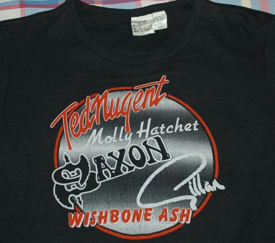 *1980 TED NUGENT / MOLLY HATCHET vtg concert shirt (S) Saxon Gillan Wishbone Ash