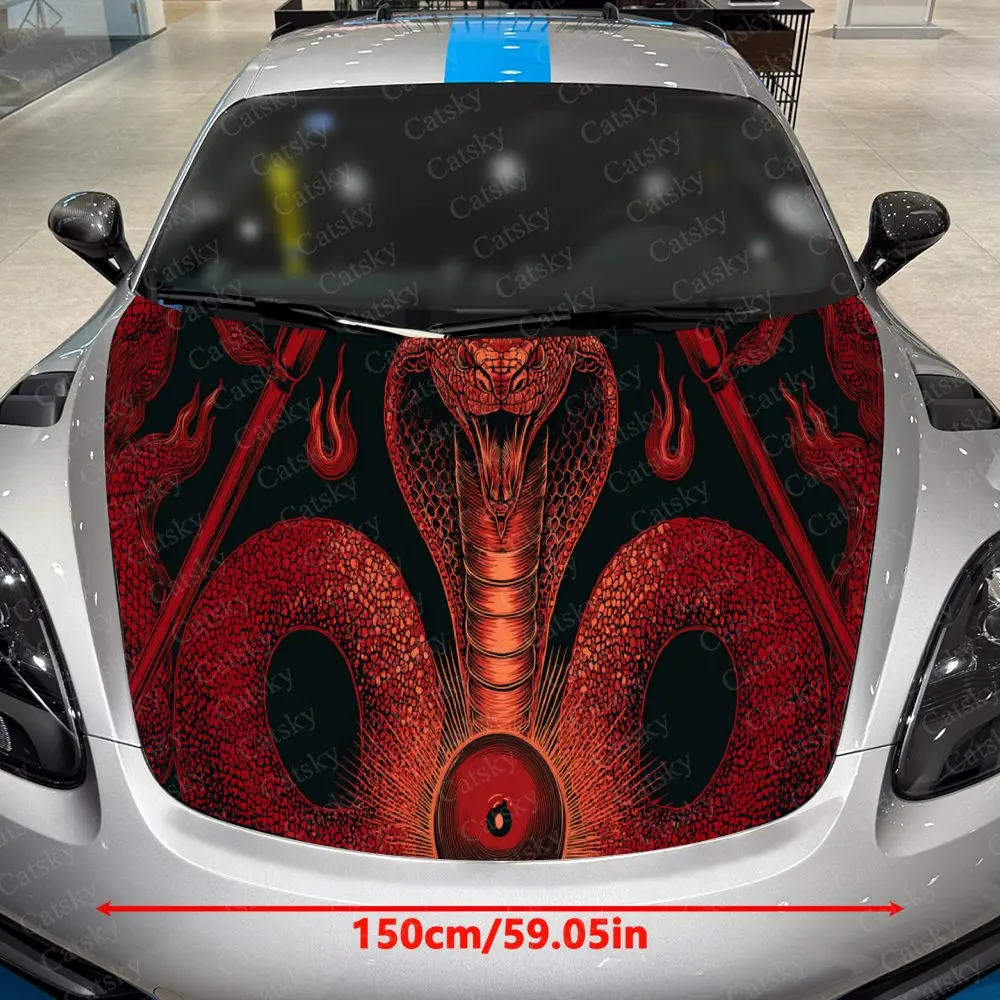 Fashionable Snake Ball Car Cover Decal, Auto Hood Sticker, Waterproof and Self-adhesive Auto Vinyl Wraps, Cool Car Exterior Deco