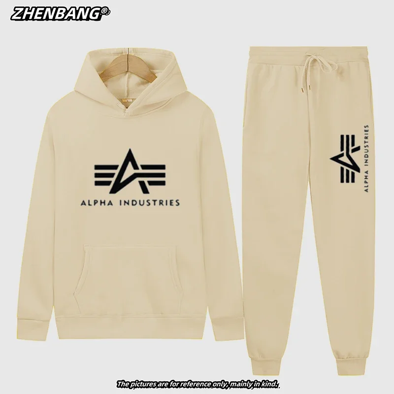 Brand Alpha Industries Alpha Casual Cotton Plus Fleece Hooded Jumper Letter Printing Men\'s New 2024 Europe and The United States