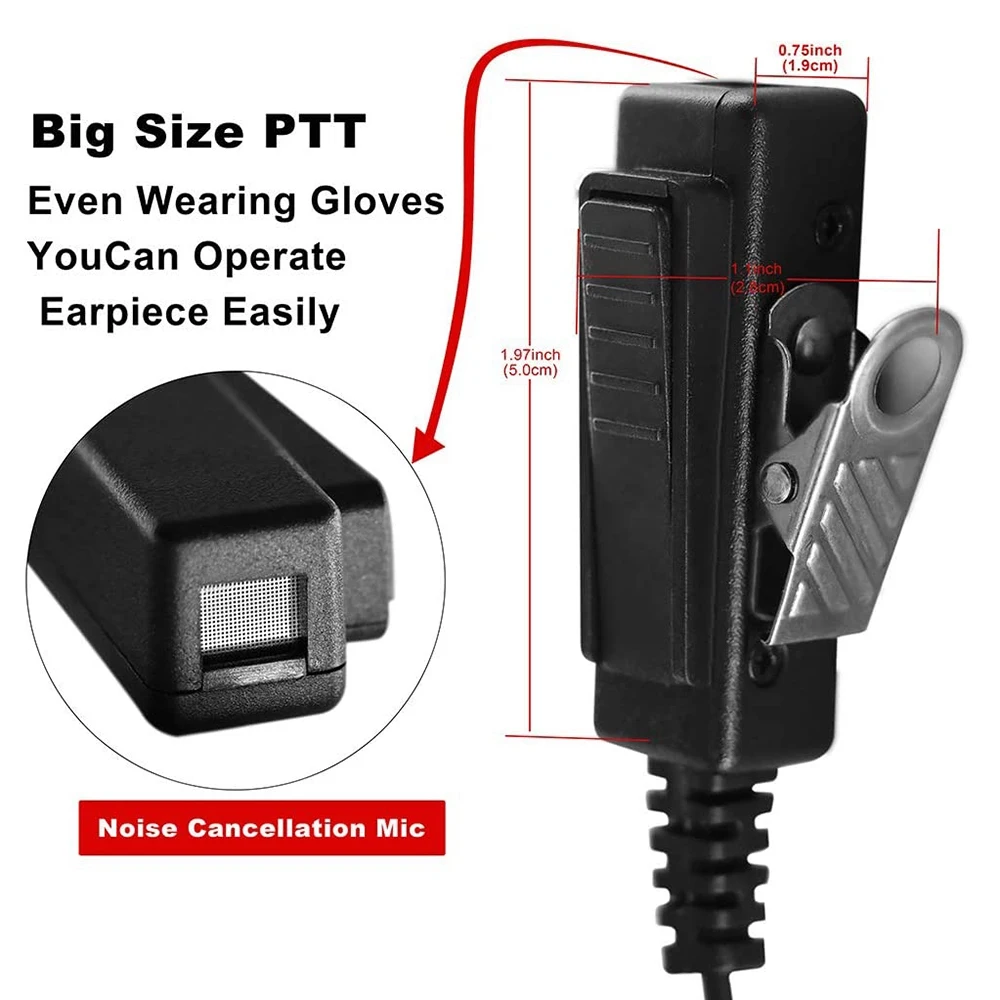 Earpiece Acoustic Tube Radio Ear Piece Two Way Headset with Mic for Motorola APX6000 APX4000 APX7000