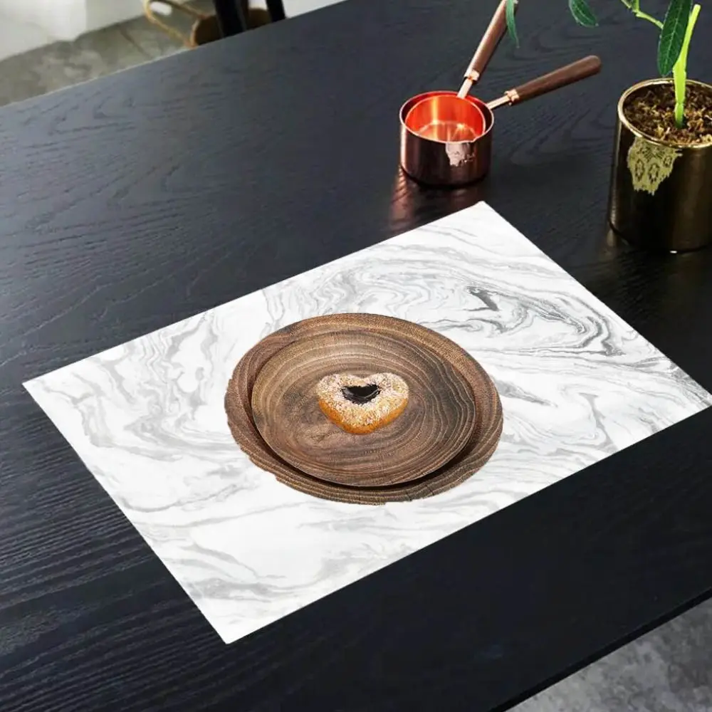 10pcs 7/9 Inch Imitation Wood Grain Disposable Plate Vintage Realistic Disposable Dish Round Paper Food Tray
