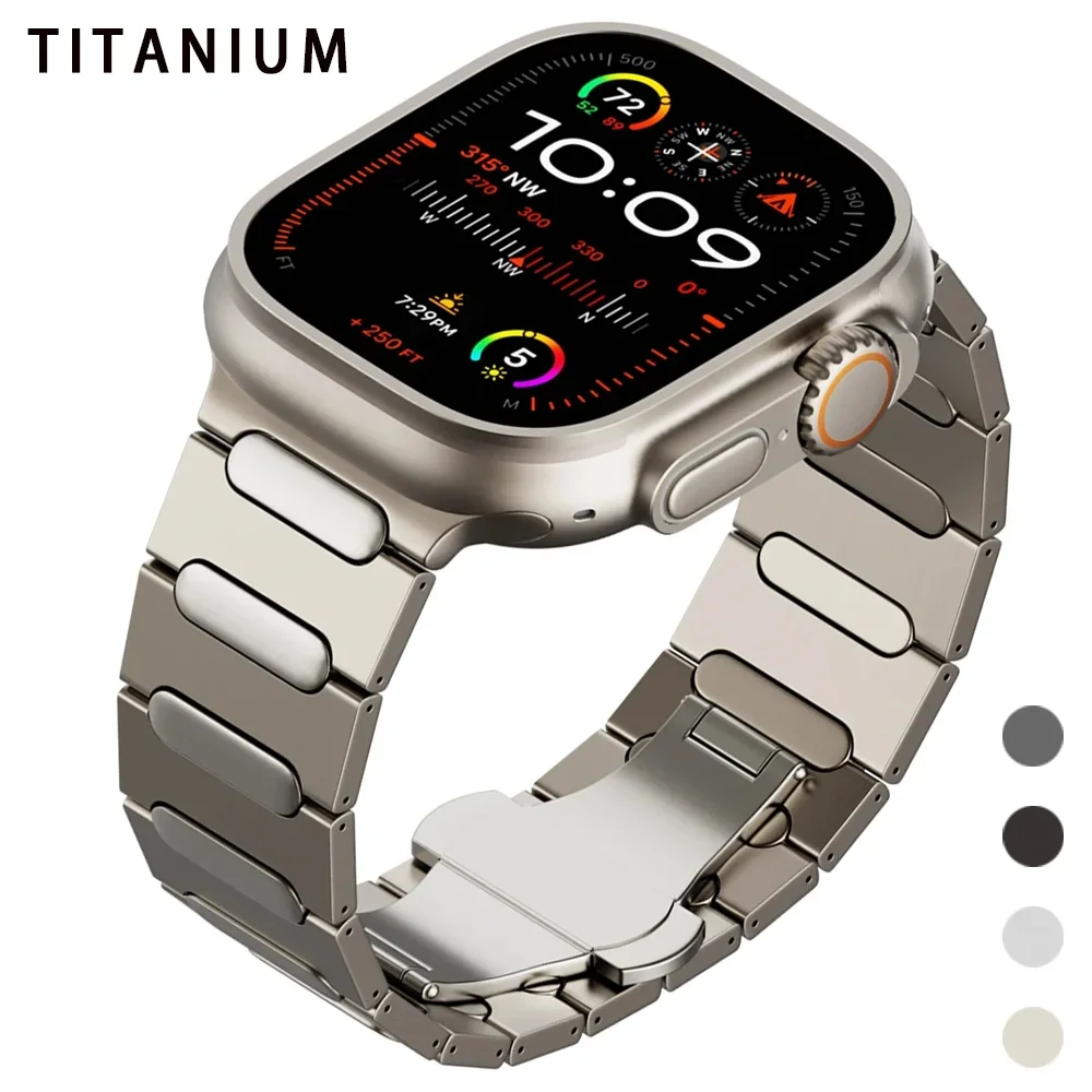 Luxury Titanium Metal Band for Apple Watch 49mm 45mm 44mm 42mm Men Watch Strap Iwatch Series 9 8 7 6 5 4 Se 3 Ultra 2 Bracelet