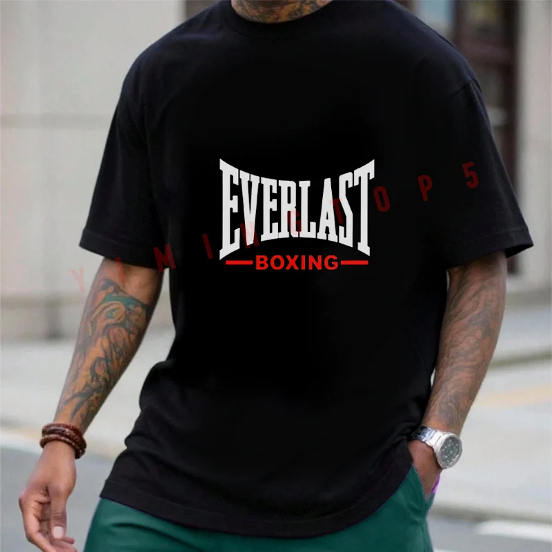 Camiseta de Motocicleta con Estampado Everlast, Camiseta de Algodón para Hombre, Estilo Hip Hop, Ropa Urbana Unisex, Informal, a la Moda, de Manga Corta