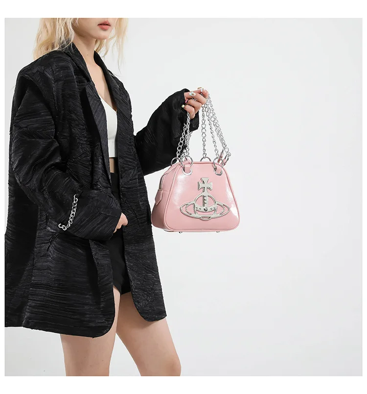 2025 Borsa da bowling unica, borsa sottobraccio alla moda per donna, borsa versatile a tracolla e con manico superiore, elegante e chic