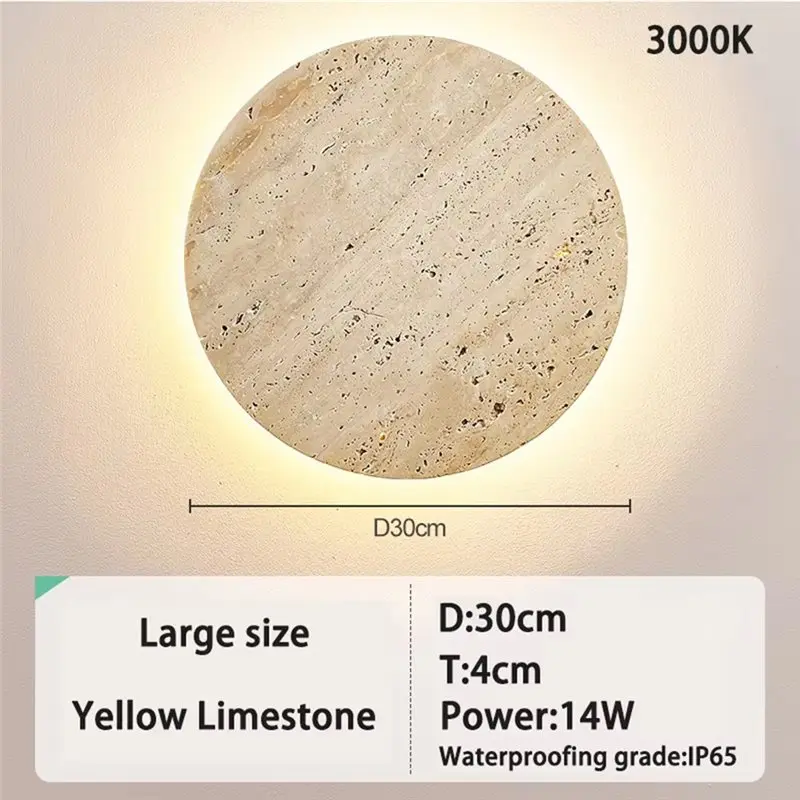 A03F-Outdoor LED Wall Light Waterproof Yellow Travertine Stone For Garden Villa Fence